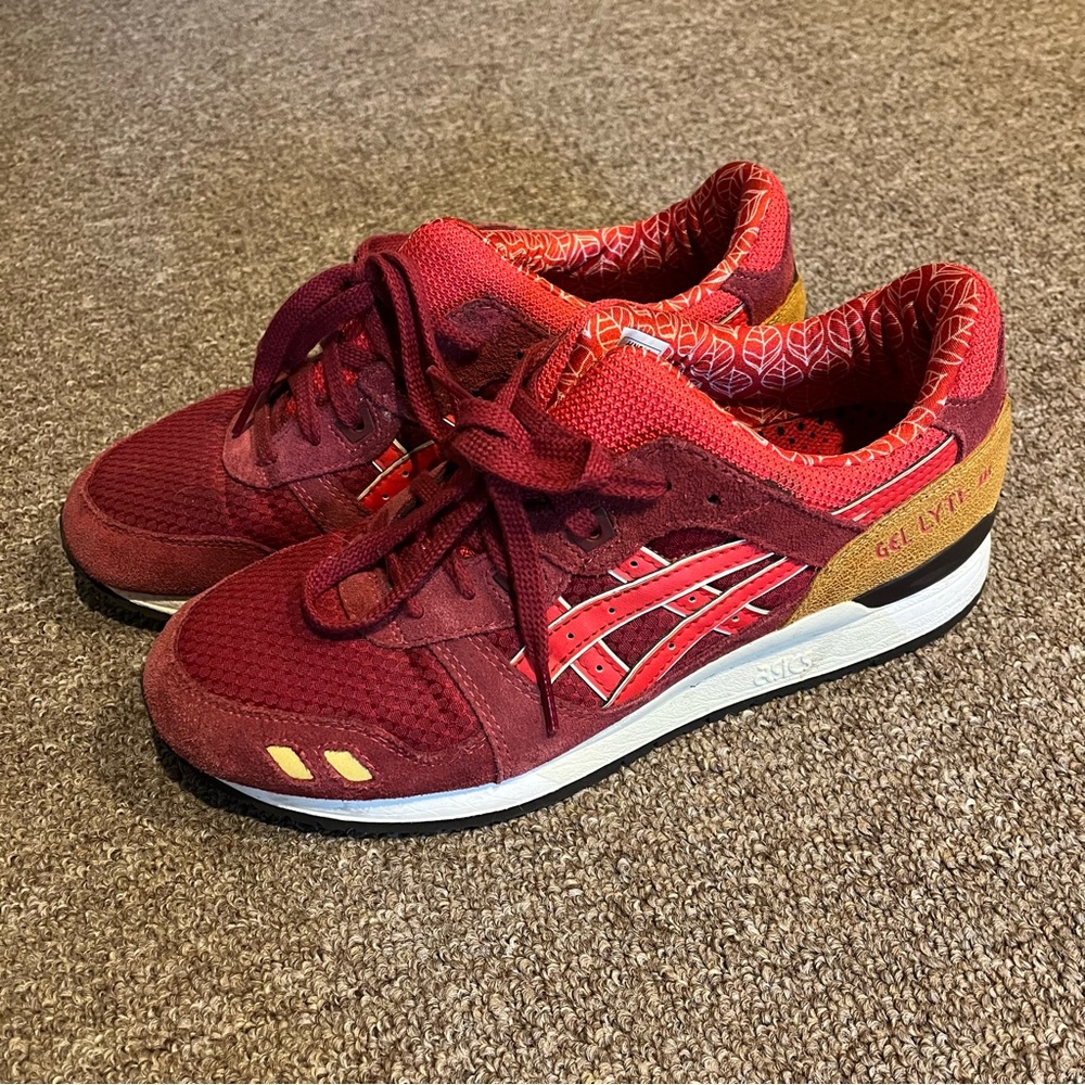 Mens red ASICS sneakers size 9